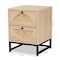 Baxton Studio Ardon Bohemian Light Brown Finished Wood and Black Metal 2-Drawer Nightstand with Natural Rattan 196-12078-ZORO - alternate 7